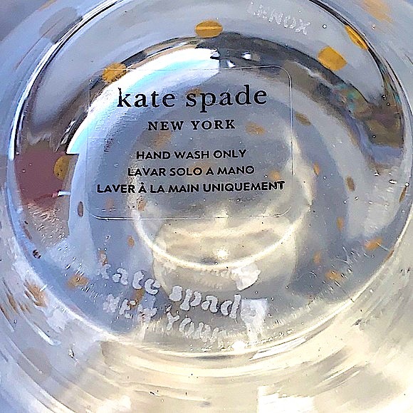 KATE SPADE NEW YORK LENOX STEMLESS WINE SET GLASS LARABEE DOT GOLD NIB 12 OZ - Picture 5 of 8